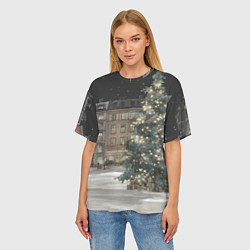 Футболка оверсайз женская Елка во дворе, цвет: 3D-принт — фото 2