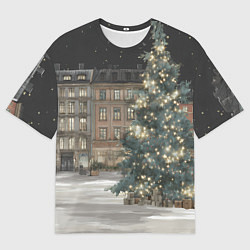 Футболка оверсайз женская Елка во дворе, цвет: 3D-принт