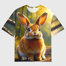 Футболка оверсайз женская Зайчик в лесу, цвет: 3D-принт
