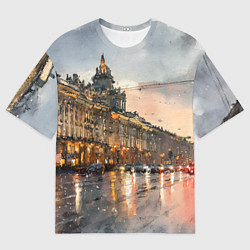 Футболка оверсайз женская Санкт-Петербург - мокрый снег, цвет: 3D-принт