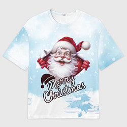 Футболка оверсайз женская Санта в зимнем лесу, цвет: 3D-принт