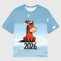Футболка оверсайз женская Сердитая лошадка 2026, цвет: 3D-принт