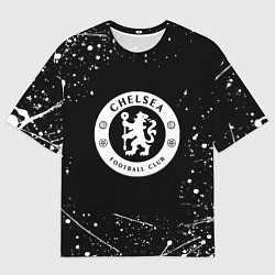 Женская футболка оверсайз Челси белые краски всплеск