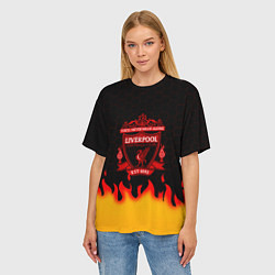 Футболка оверсайз женская Liverpool огонь спорт, цвет: 3D-принт — фото 2