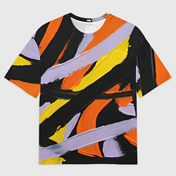 Женская футболка оверсайз Полоски краски абстракция