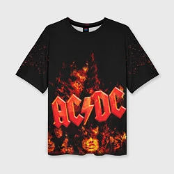 Женская футболка оверсайз AC/DC Flame
