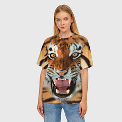 Футболка оверсайз женская Взгляд тигра, цвет: 3D-принт — фото 2