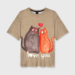 Женская футболка оверсайз Влюбленные котики