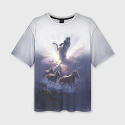 Женская футболка оверсайз Небесные лошади