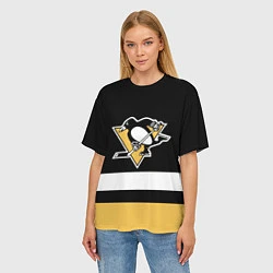 Футболка оверсайз женская Pittsburgh Penguins: Black, цвет: 3D-принт — фото 2