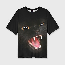 Футболка оверсайз женская Черный кот, цвет: 3D-принт