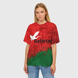 Футболка оверсайз женская Беларусь - белый журавль, цвет: 3D-принт — фото 2