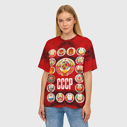 Футболка оверсайз женская СССР - гербы советских республик, цвет: 3D-принт — фото 2