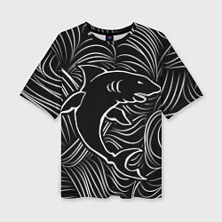 Женская футболка оверсайз Акула в в морской пучине