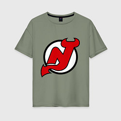 Футболка оверсайз женская New Jersey Devils, цвет: авокадо