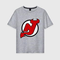 Футболка оверсайз женская New Jersey Devils, цвет: меланж