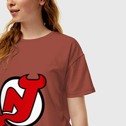 Футболка оверсайз женская New Jersey Devils, цвет: кирпичный — фото 2