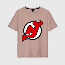 Футболка оверсайз женская New Jersey Devils, цвет: пыльно-розовый