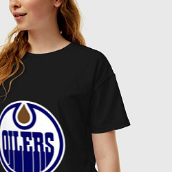 Футболка оверсайз женская Edmonton Oilers, цвет: черный — фото 2