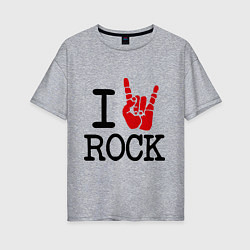 Футболка оверсайз женская I love rock, цвет: меланж