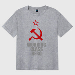 Футболка оверсайз женская Working class hero, цвет: меланж