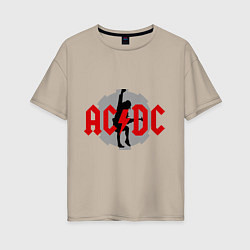 Футболка оверсайз женская AC/DC: Angus Young, цвет: миндальный