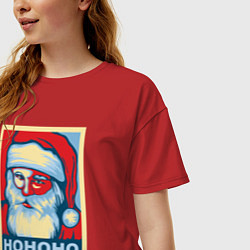 Футболка оверсайз женская Santa HOHOHO, цвет: красный — фото 2