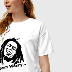 Футболка оверсайз женская Bob Marley: Don't worry, цвет: белый — фото 2