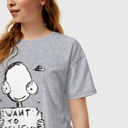 Футболка оверсайз женская I want to believe, цвет: меланж — фото 2