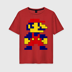 Футболка оверсайз женская Pixel Mario, цвет: красный