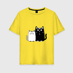 Женская футболка оверсайз Удивленные коты