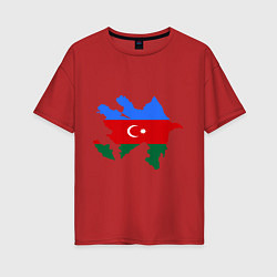 Футболка оверсайз женская Azerbaijan map, цвет: красный