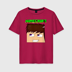 Женская футболка оверсайз Огромная голова Стива - Minecraft