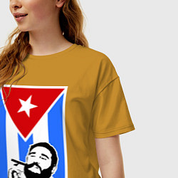 Футболка оверсайз женская Fidel: Viva, Cuba!, цвет: горчичный — фото 2