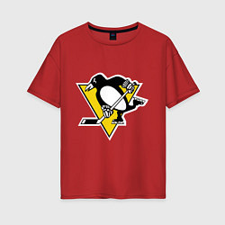 Футболка оверсайз женская Pittsburgh Penguins, цвет: красный