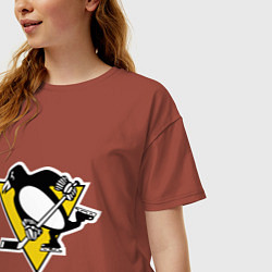 Футболка оверсайз женская Pittsburgh Penguins, цвет: кирпичный — фото 2