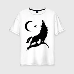 Женская футболка оверсайз Кавказский волк