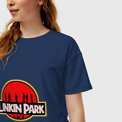 Футболка оверсайз женская Linkin Park: Jurassic Park, цвет: тёмно-синий — фото 2