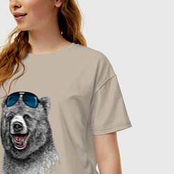 Футболка оверсайз женская Медведь в очках, цвет: миндальный — фото 2