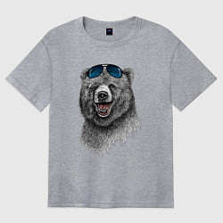 Женская футболка оверсайз Медведь в очках