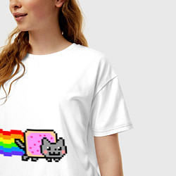 Футболка оверсайз женская Nyan Cat, цвет: белый — фото 2