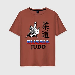 Футболка оверсайз женская Russia Judo, цвет: кирпичный