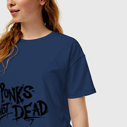 Футболка оверсайз женская Punks not dead, цвет: тёмно-синий — фото 2