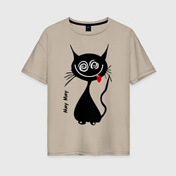 Женская футболка оверсайз Кошка Мяу