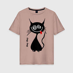 Женская футболка оверсайз Кошка Мяу
