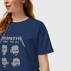 Футболка оверсайз женская Литература, цвет: тёмно-синий — фото 2