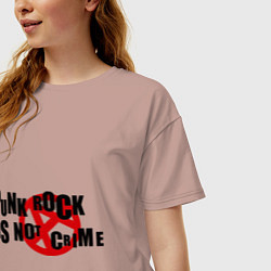 Футболка оверсайз женская Punk Rock is not a crime, цвет: пыльно-розовый — фото 2