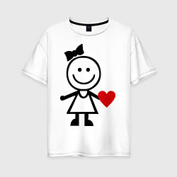 Женская футболка оверсайз Влюбленная девочка