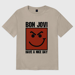 Футболка оверсайз женская Bon Jovi: Have a nice day, цвет: миндальный