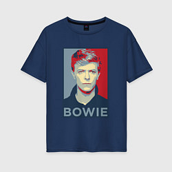 Футболка оверсайз женская Bowie Poster, цвет: тёмно-синий